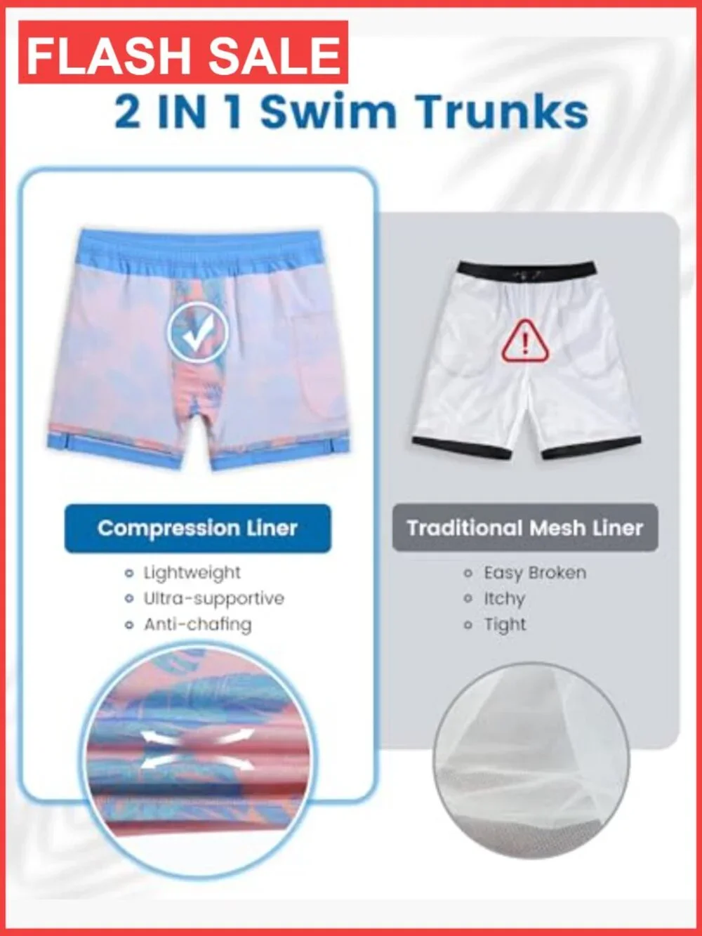 Mens Swim Trunks with Compression Liner 5